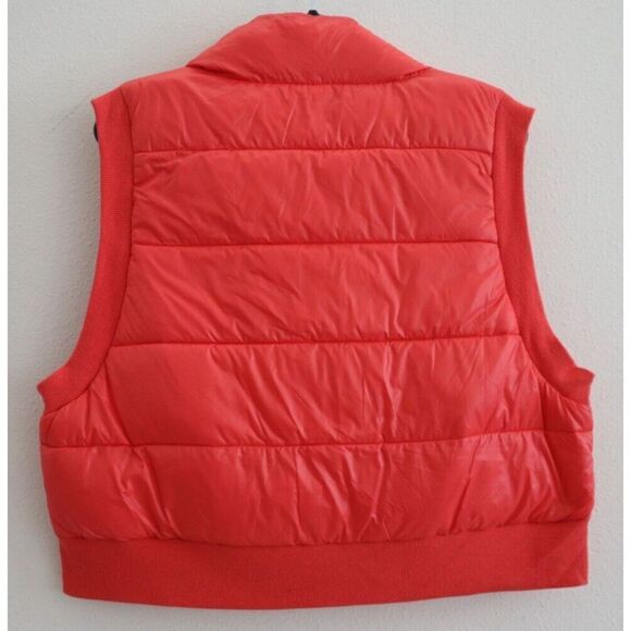 Offline x Aerie 2844S6M Women's Sz Large Red Sleeveless Ribbed Trim Puffer Vest - Picture 2 of 8